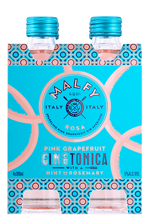 Malfy Gin & Tonica Rosa Pink Grapefruit 5% 300ml 4 Pack