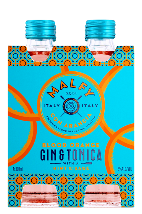 Malfy Gin & Tonica Arancia Blood Orange  5% 300ml 4 Pack