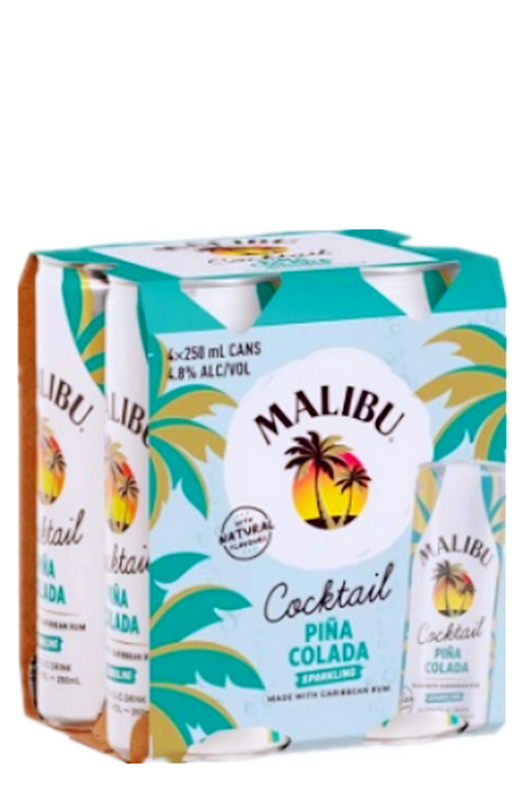 Malibu Pina Colada Sparkling Cocktail 250ml 4 cans