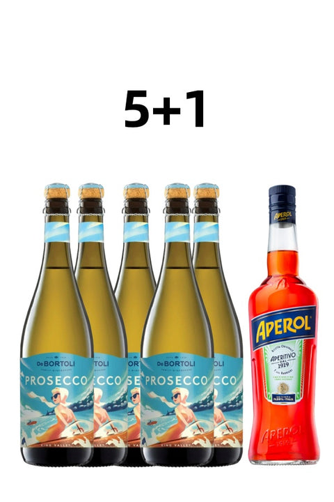 Aperol Spritz 6pk Bundle Deal: 5 De Bortoli King Valley Prosecco 750ml + 1 Bottle Aperol Aperitivo 1L