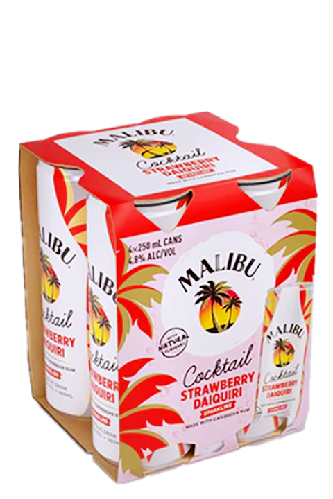 Malibu Strawberry Daiquiri Sparkling Cocktail 4.8% 250ml 4 cans