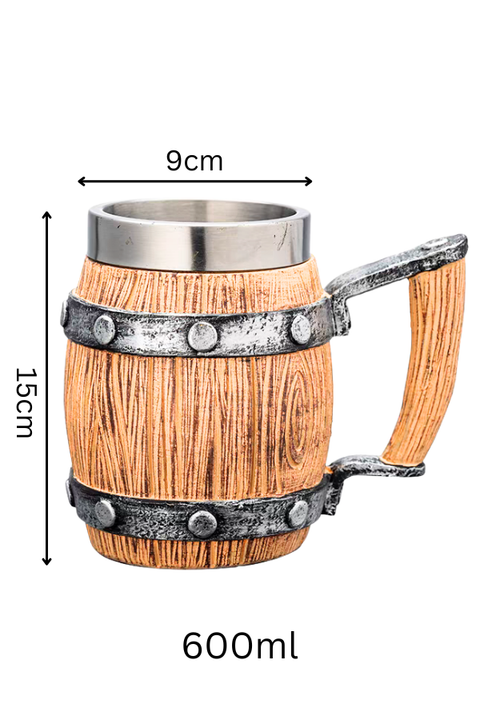 Viking Wooden Barrel Beer Mug 600ml