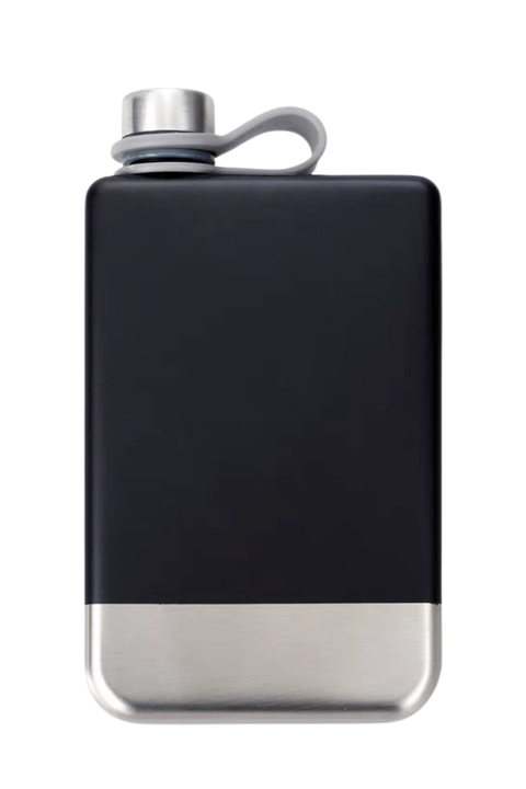 Silver Black Hip Flask 9oz - 304 Stainless Steel