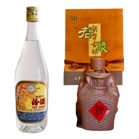 Fenjiu DABOFEN 53% 750ml  汾酒出口大波汾 + Yantai Ancient Brew Old Pulp 50% 500ml 烟台古酿老酒 Bundle Sale