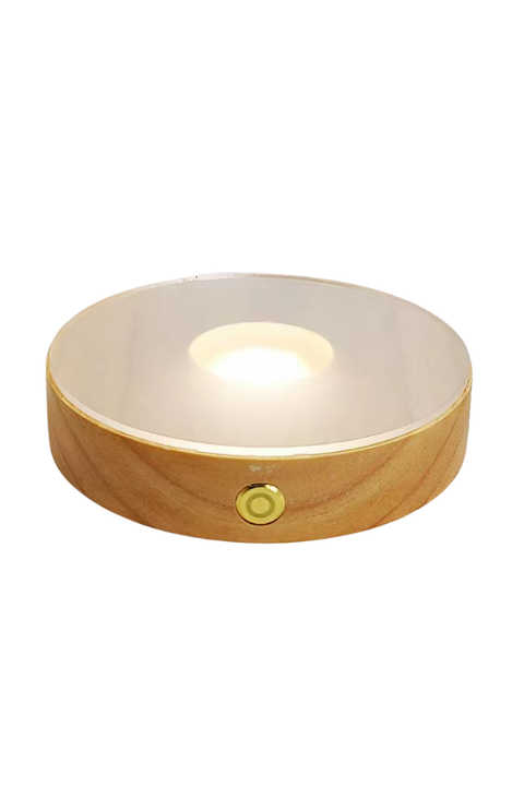 Rechargeable 3 Colour LED Wooden Light Base 8cm – Cocktail Essential