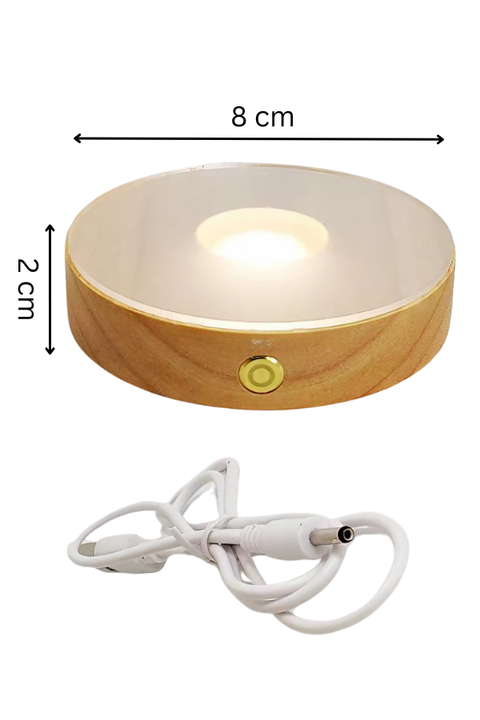 Rechargeable 3 Colour LED Wooden Light Base 8cm – Cocktail Essential