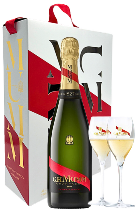 G.H Mumm Grand Cordon Champagne 750ml & 2 Flutes Gift Pack