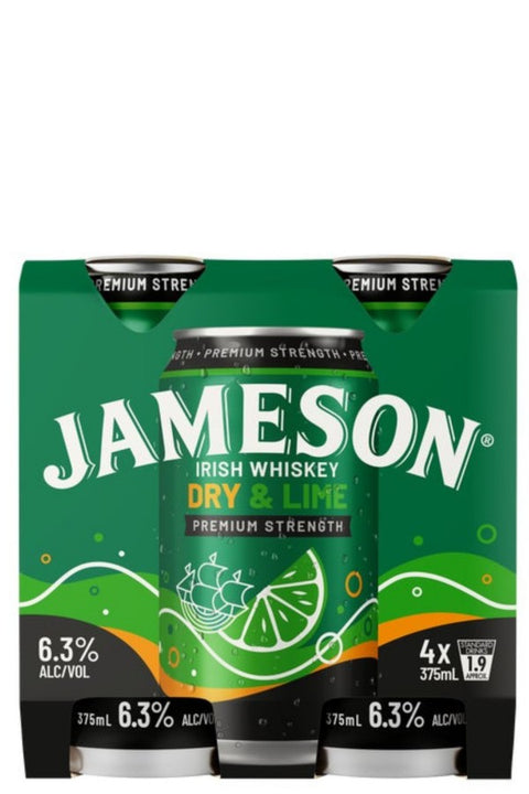 Jameson Dry & Lime Premium Strength 6.3% 375ml 4 can