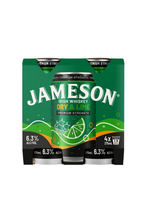 Jameson Dry & Lime Premium Strength 6.3% 375ml 4 can