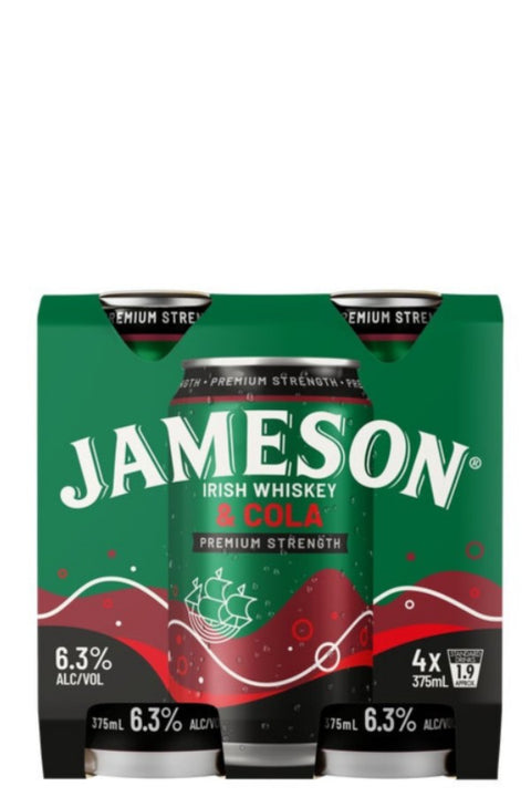 Jameson & Cola lrish Whiskey 6.3% 375ml 4 can