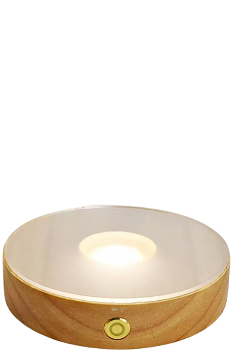 Rechargeable 3 Colour LED Wooden Light Base 8cm – Cocktail Essential