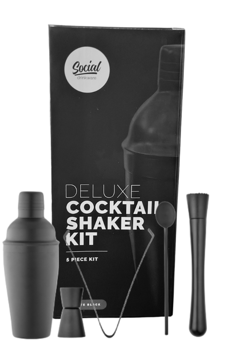 Deluxe Cocktail Shaker Kit 5 Pieces  - Matte Black