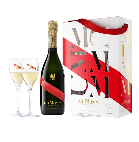 G.H Mumm Grand Cordon Champagne 750ml & 2 Flutes Gift Pack