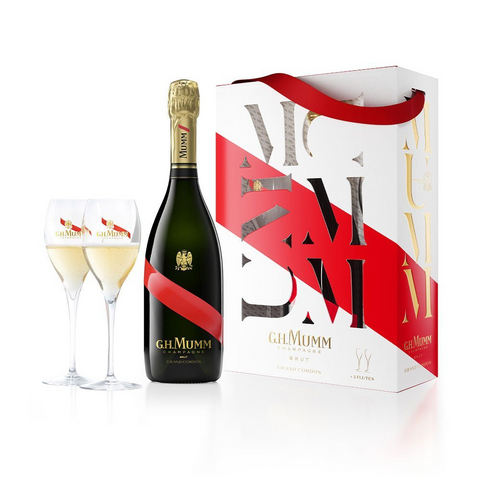 G.H Mumm Grand Cordon Champagne 750ml & 2 Flutes Gift Pack