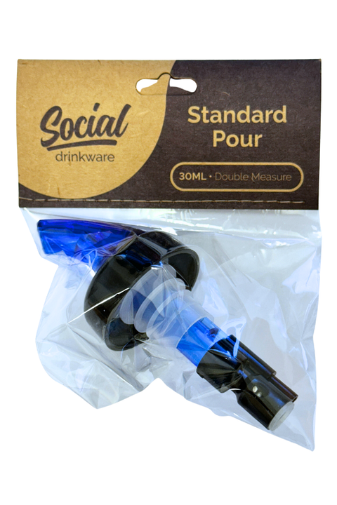Social Drinkware Standard Pourer Double Measure 30ml - Blue/Black