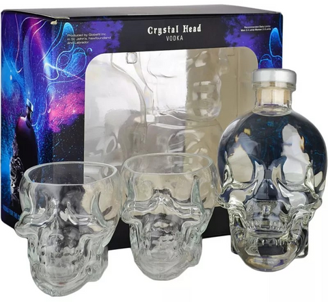 Crystal Head Vodka 700ml + 2 Skull Glasses - Gift Set