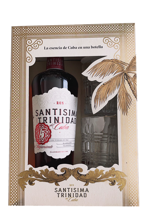 Santisima Trinidad 15YO de Cuba Rum 700ml with 2 Glasses Gift Pack