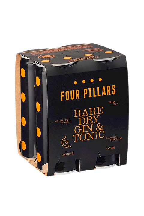 Four Pillars Rare Dry Gin and Tonic Can  250ml 4 Pack