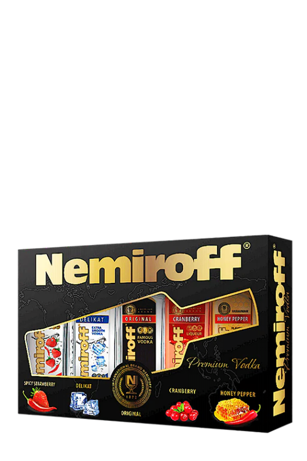 Coffret Vodka Nemiroff piment & miel + 6 verres Stopochka n°7