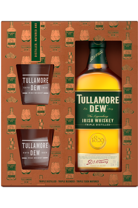 Tullamore Dew Irish 700ml + 2  Glasses Gift Pack